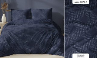 Poszewka satynowa 40x40 granatowa geometria zapinana na suwak 5073 A - Karo Satin 160