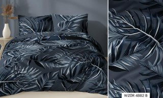Poszewka satynowa 40x40 granatowa liście zapinana na suwak 4882 B - Karo Satin 160