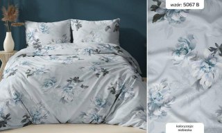 Poszewka satynowa 40x40 niebieska kwiaty zapinana na suwak 5067 B - Karo Satin 160