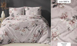 Poszewka satynowa 40x40 pudrowa różowa kwiaty zapinana na suwak 5067 A - Karo Satin 160