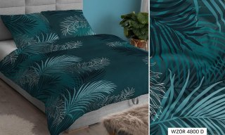 Poszewka satynowa 40x40 turkusowa ciemna liście zapinana na suwak 4800 D - Karo Satin 160
