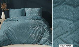 Poszewka satynowa 40x40 turkusowa geometria zapinana na suwak 4878 B - Karo Satin 160