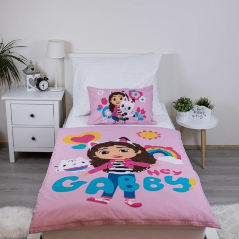 Pościel bawełniana 100x135 Koci domek Gabi różowa poszewka 40x60 Gabby`s Dollhouse JF24