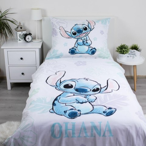 Pościel bawełniana 140x200 Lilo I Stitch Ohana biała niebieska poszewka 70x90 Jf24 Pościel bawełniana 140x200 Lilo I Stitch Ohana biała niebieska poszewka 70x90 Jf24