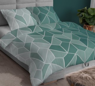 Pościel satynowa 160x200 geometria miętowa zapinana na suwak 4797 A - Karo Satin 160