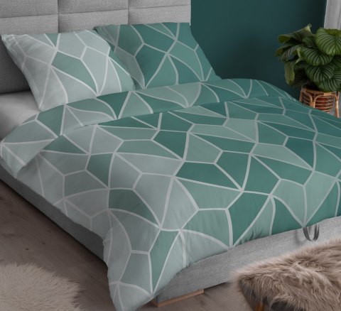 Pościel satynowa 160x200 geometria miętowa zapinana na suwak 4797 A - Karo Satin 160 Pościel satynowa 160x200 geometria miętowa zapinana na suwak 4797 A - Karo Satin 160