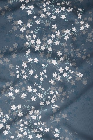 Pościel satynowa 160x200 granatowa kwiatuszki zapinana na suwak 5062 C KARO Satin