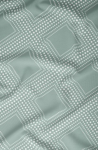 Pościel satynowa 160x200 miętowa geometria zapinana na suwak 5073 C - Karo Satin 160