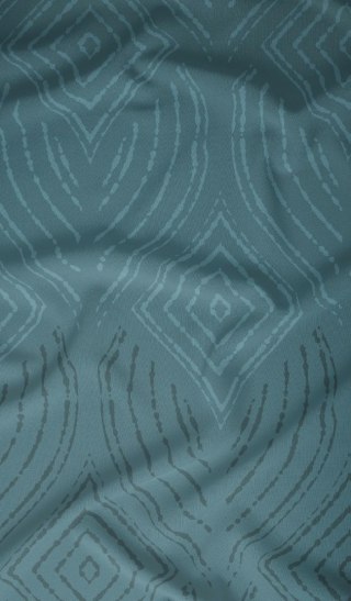 Pościel satynowa 160x200 turkusowa geometria zapinana na suwak 4878 B - Karo Satin 160