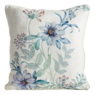 Poszewka LEN 45x45cm natu+niebieska/piping