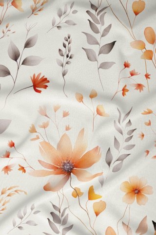 Poszewka satynowa 40x40 biała beżowa liście zapinana na suwak 5066 A - Karo Satin 160