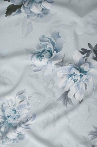 Poszewka satynowa 40x40 niebieska kwiaty zapinana na suwak 5067 B - Karo Satin 160