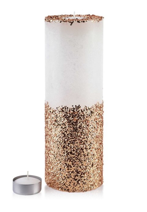 ŚWIECA LAMPION WALEC 120X360 DIAMENT BIAŁY ZŁOTE KRYSZTAŁKI 1szt tealight ŚWIECA LAMPION WALEC 120X360 DIAMENT BIAŁY ZŁOTE KRYSZTAŁKI 1szt tealight