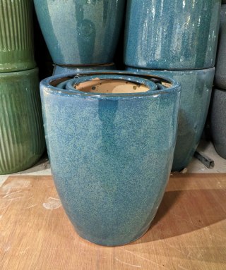 NEVA BLUE Komplet 3 osłonek ceramicznycXL:40x40x49/ L:32x32x45/ M:26x26x41cm