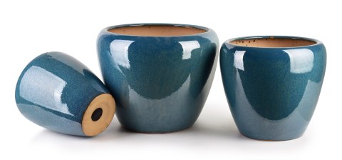 NEVA BLUE Komplet 3 osłonek ceramicznycXl: 46x46x38/ L:36x36x34/ M:27x27x31cm NEVA BLUE Komplet 3 osłonek ceramicznycXl: 46x46x38/ L:36x36x34/ M:27x27x31cm