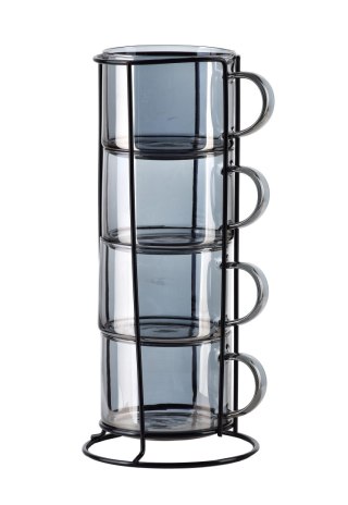 PETER GREY Komplet 4 filiżanek na stojaku 350ml 12,5x12,5xh27cm