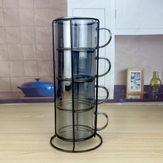 PETER GREY Komplet 4 filiżanek na stojaku 350ml 12,5x12,5xh27cm