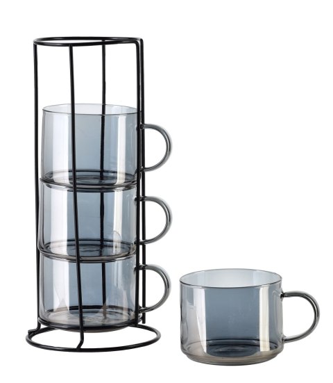 PETER GREY Komplet 4 filiżanek na stojaku 350ml 12,5x12,5xh27cm PETER GREY Komplet 4 filiżanek na stojaku 350ml 12,5x12,5xh27cm