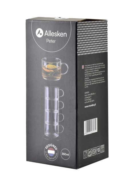 PETER GREY Komplet 4 filiżanek na stojaku 350ml 12,5x12,5xh27cm PETER GREY Komplet 4 filiżanek na stojaku 350ml 12,5x12,5xh27cm