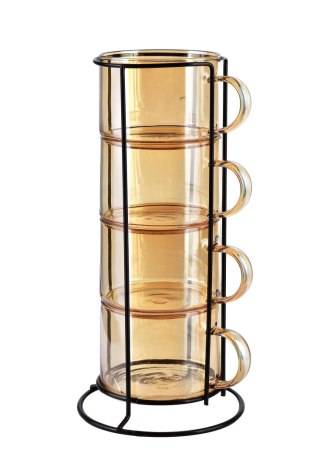 PETER HONEY Komplet 4 filiżanek na stojaku 350ml 12,5x12,5xh27cm