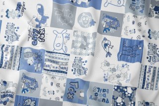 Poszewka bawełniana 40x40 zwierzęta niebieska dziecięca zapinana na suwak 2718 B KARO Kraina Snów