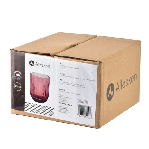 ELISE PURPLE Komplet 4 szklanek 260ml7,5x9,4cm ELISE PURPLE Komplet 4 szklanek 260ml7,5x9,4cm