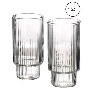 ELLA STRIPES Komplet 4 szklanek 400ml ze szkła borokrzemowego 7x5,6x14cm