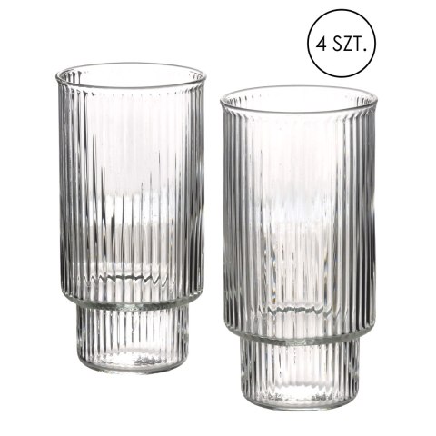 ELLA STRIPES Komplet 4 szklanek 400ml ze szkła borokrzemowego 7x5,6x14cm