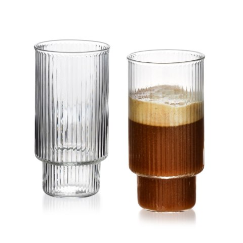ELLA STRIPES Komplet 4 szklanek 400ml ze szkła borokrzemowego 7x5,6x14cm