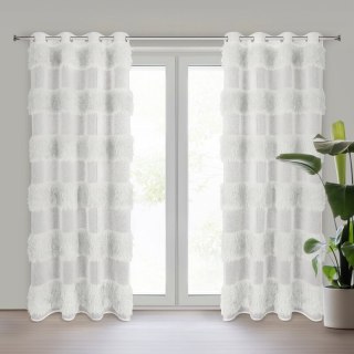 Firana gotowa 140x250 Margaret kremowa z aplikacją pasy gotowa na przelotkach Eurofirany