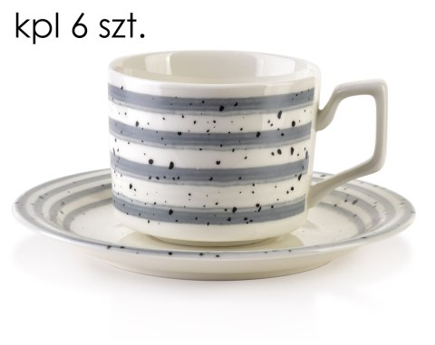 JOY Komplet 6 filiżanek ze spodkiemszare JOY Komplet 6 filiżanek ze spodkiemszare