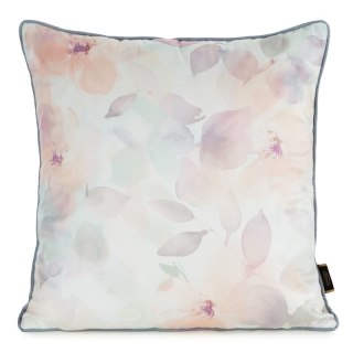 Poszewka VELVET 45x45cm biało-pomarańczowa/piping