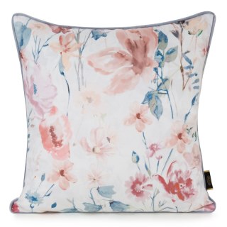 Poszewka VELVET 45x45cm biało-pomarańczowa/piping