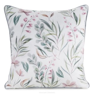 Poszewka VELVET 45x45cm biało-zielona/piping