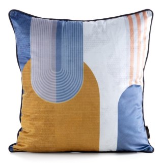 Poszewka VELVET 45x45cm niebieska+mus/piping