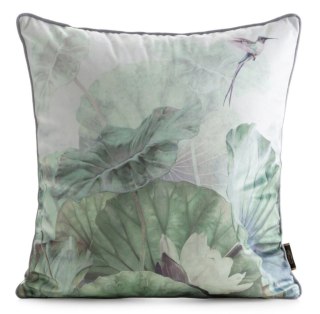 Poszewka VELVET 45x45cm zielona+srebrna/piping