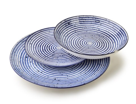 STRIPES BLUE Komplet obiadowy 18cz.27/19/20cm miska 550ml STRIPES BLUE Komplet obiadowy 18cz.27/19/20cm miska 550ml