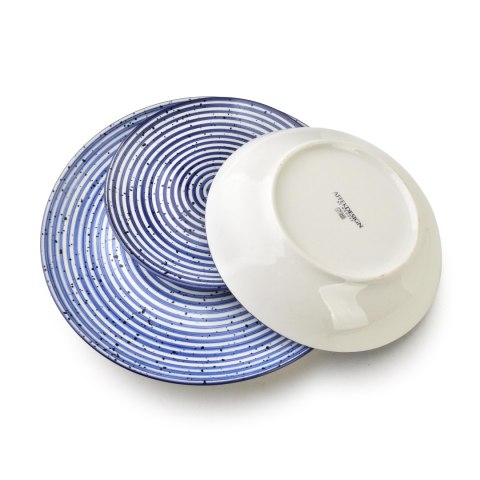 STRIPES BLUE Komplet obiadowy 18cz.27/19/20cm miska 550ml STRIPES BLUE Komplet obiadowy 18cz.27/19/20cm miska 550ml