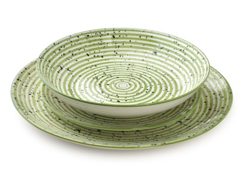 STRIPES GREEN Komplet obiadowy 18cz.27/19/20cm miska 550ml STRIPES GREEN Komplet obiadowy 18cz.27/19/20cm miska 550ml