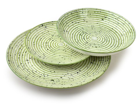 STRIPES GREEN Komplet obiadowy 18cz.27/19/20cm miska 550ml STRIPES GREEN Komplet obiadowy 18cz.27/19/20cm miska 550ml
