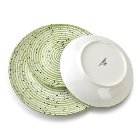 STRIPES GREEN Komplet obiadowy 18cz.27/19/20cm miska 550ml STRIPES GREEN Komplet obiadowy 18cz.27/19/20cm miska 550ml