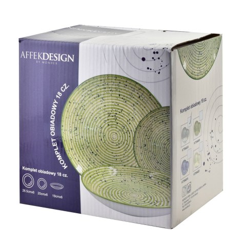 STRIPES GREEN Komplet obiadowy 18cz.27/19/20cm miska 550ml STRIPES GREEN Komplet obiadowy 18cz.27/19/20cm miska 550ml