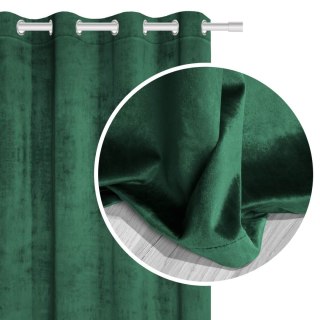 Zasłona gotowa 140x250 zielona butelkowa na przelotkach soft Velvet do salonu