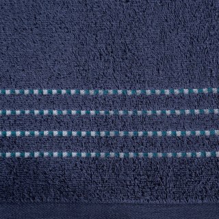 Ręcznik 30x50 Fiore granatowy 500g/m2 frotte ozdobiony bordiurą w postaci cienkich paseczków Eurofirany
