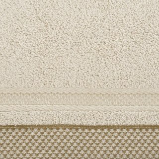 Ręcznik 50x90 Kinga beżowy z ozdobną bordiurą w pasy 485g/m2 frotte Eurofirany
