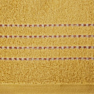 Ręcznik 70x140 Fiore musztardowy 500g/m2 frotte ozdobiony bordiurą w postaci cienkich paseczków Eurofirany