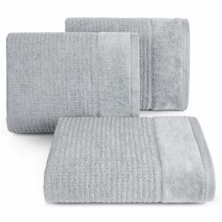 Ręcznik Glory 2 50x90 stalowy z welurową bordiurą i srebrną nicią 500g/m2 frotte Eurofirany