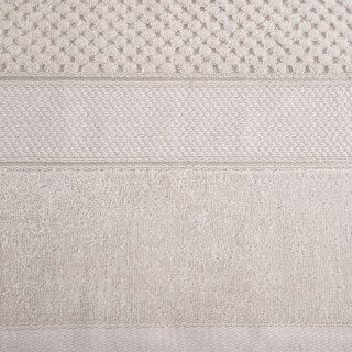 Ręcznik Jessi 50x90 beżowy frotte 500g/m2 z fakturą wytłaczanej krateczki i welurową bordiurą Eurofirany