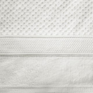 Ręcznik Jessi 50x90 biały frotte 500g/m2 z fakturą wytłaczanej krateczki i welurową bordiurą Eurofirany