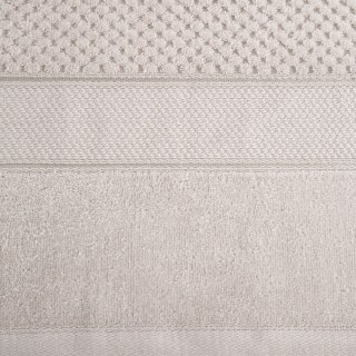 Ręcznik Jessi 70x140 beżowy frotte 500g/m2 z fakturą wytłaczanej krateczki i welurową bordiurą Eurofirany